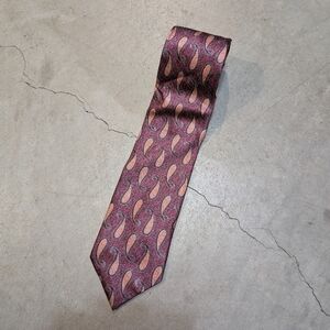 Ermenegildo Zegna Paisley Silk Tie in Red Tan Italian Made